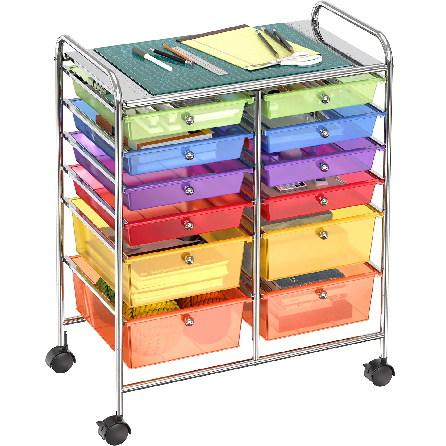 Simple Houseware Utility Cart with 12 Drawers Rolling Storage Art Craft Organizer, Multicolor