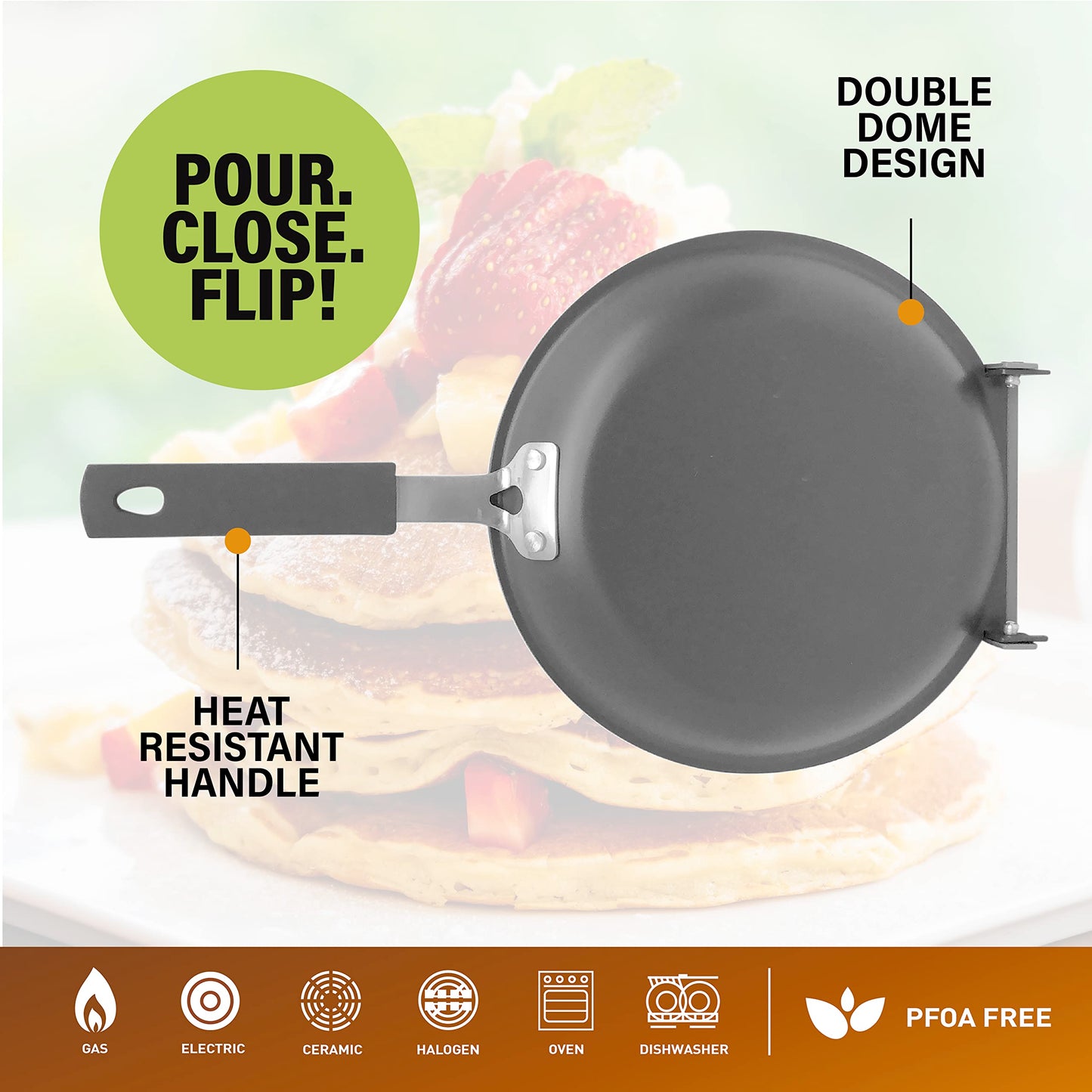 Gotham Steel Double Sided Pan, The Perfect Pancake Maker – Ceramic Nonstick Copper Easy to Flip Pancake Griddle for Fluffy Pancakes, Omelette Maker, Frittata Maker & More! Dishwasher Safe