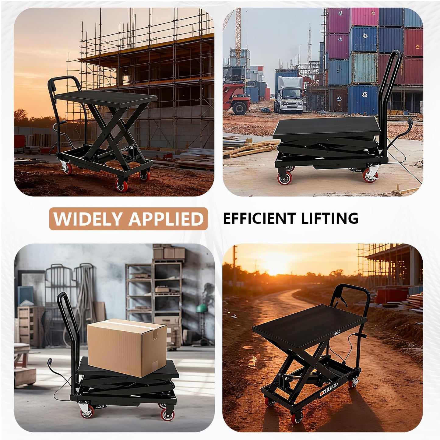 330LBS Hydraulic Lift Table Cart, 28.5" Lifting Height Hydraulic Material Lift Pallet Truck with 4 Locking Wheels for Material Handling and Transportation