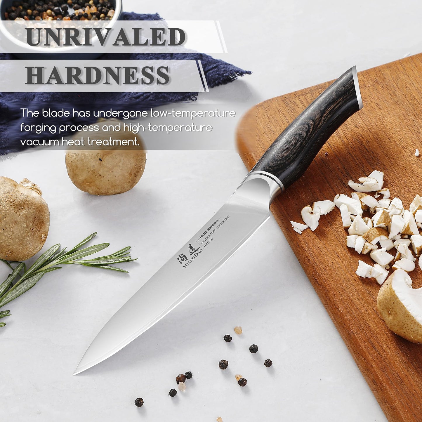 SHANGDAO Utility Knife, 6 Inch Small Kitchen Chef Knife, Ultra Sharp 3 Layers VG10 Alloy Steel, Multipurpose Paring Knife for Fruit and Vegetable Cutting with Wooden Handle, Gift Box