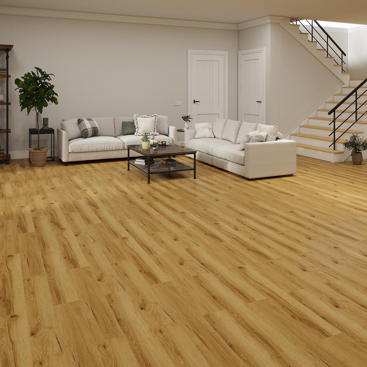 Mysflosy Peel & Stick Floor Tile, 36-Pack 54 Sq.Ft Waterproof Vinyl Flooring Self-Adhesive, Wood-Look Vinyl Planks for DIY Installation