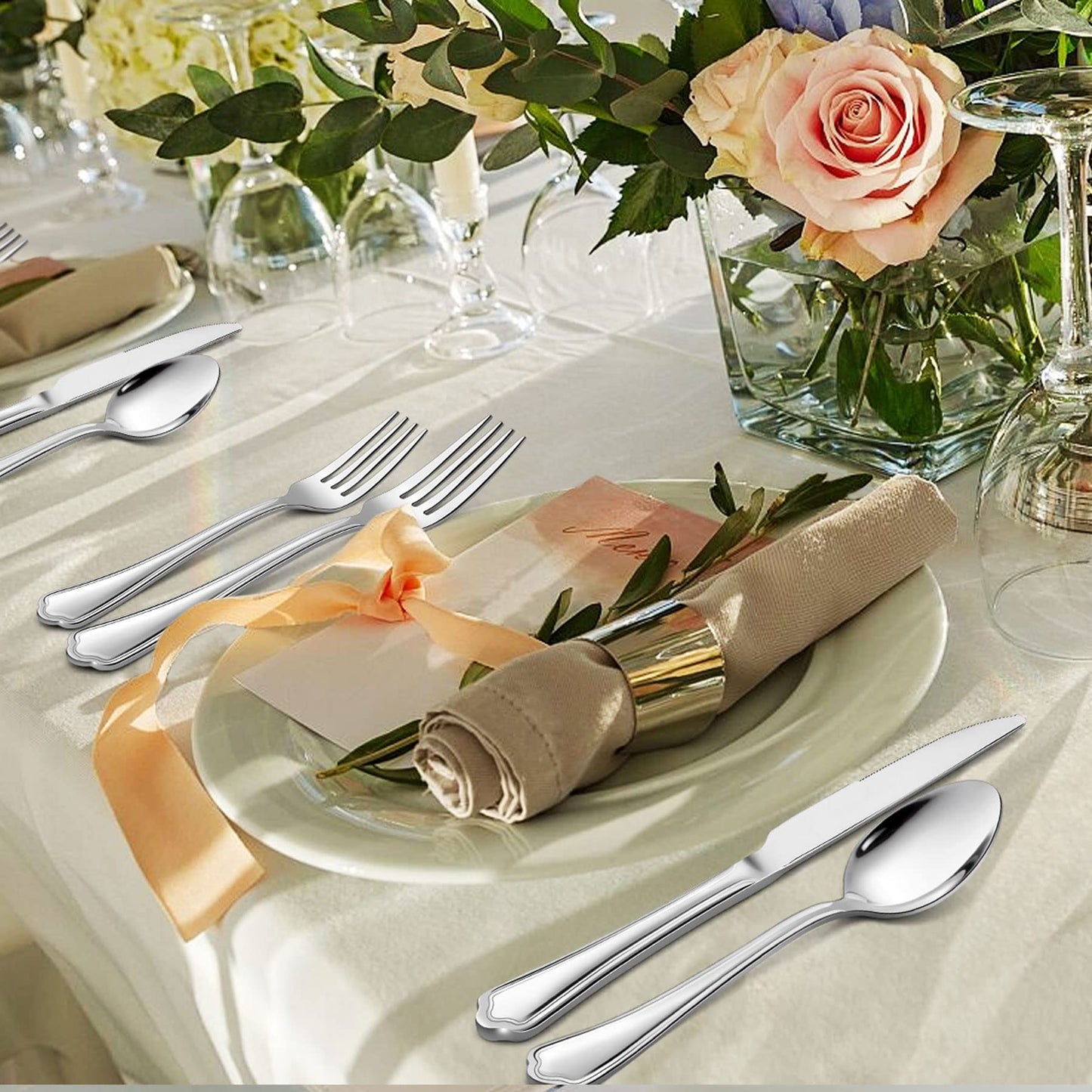 LIANYU 30-Piece Silverware Set for 6, Stainless Steel Flatware Cutlery Set, Eating Utensils with Scalloped Edge, Include Forks Spoons Knives, Dishwasher Safe, Mirror Polished