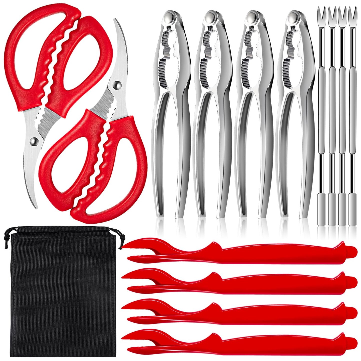 14PCS Crab Leg Crackers and Tools - Lobster Crackers and Picks Set Shellfish Crab Claw Cracker Stainless Steel Seafood Crackers & Forks - lobster tools for eating