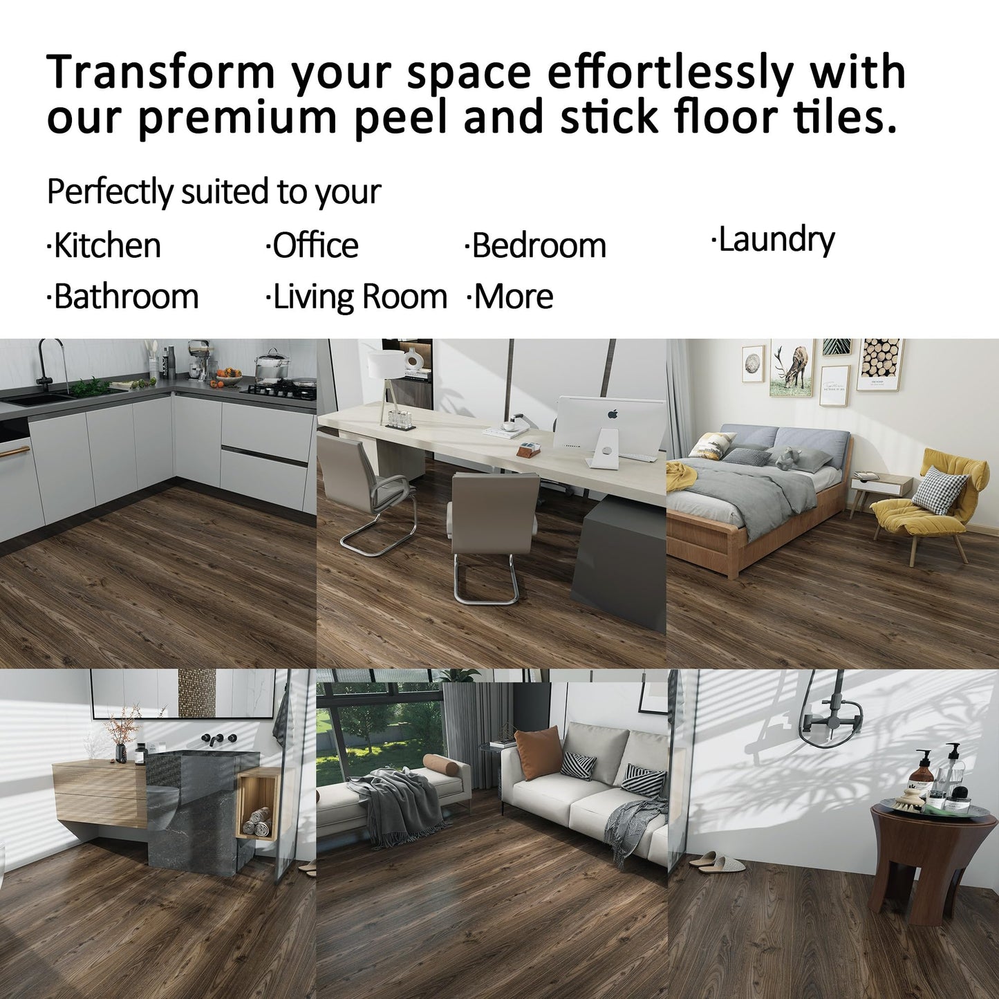 Lareko Peel and Stick Floor Tile – 197" Length 12" Width Roll - Dark Brown Self-Adhesive Vinyl Flooring Waterproof, Wide Wood Plank for Easy Installation, Bedroom, Kitchen (16 Sq.Ft
