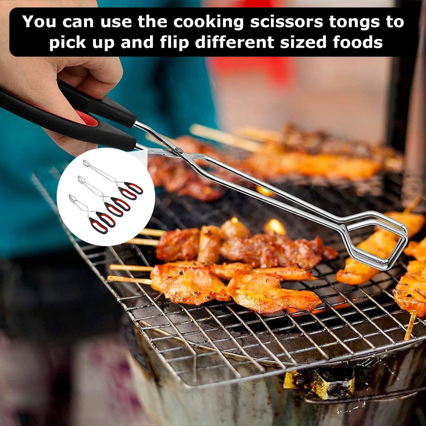 Stainless Steel Scissor Tongs,9.25'',11.02'',12.99''(3 Pcs)