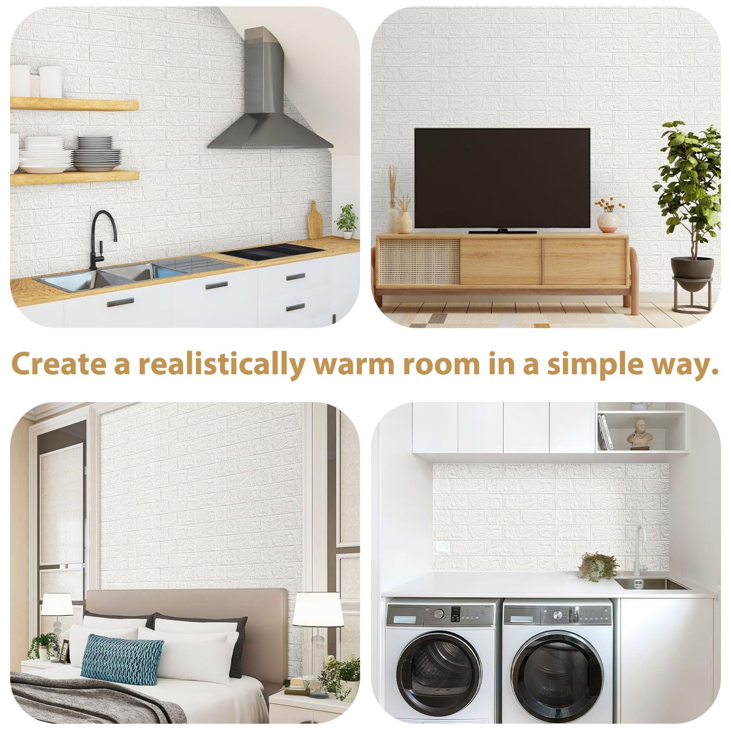JOLOV 10 PCS 3D Wall Panels Peel and Stick - PE Foam DIY Self Adhesive, Waterproof, Perfect for Interior Wall Decor in Bedroom & Living Room (10)