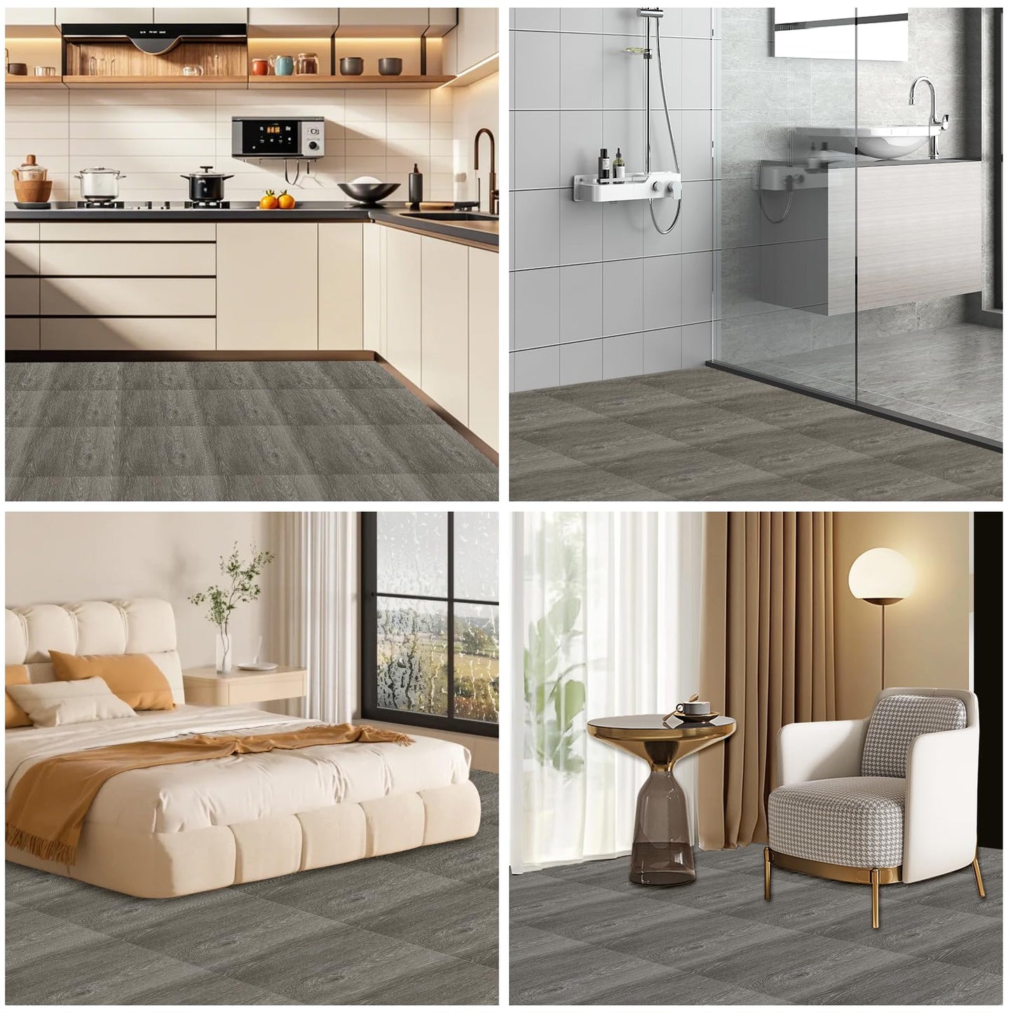 LISHINE 40 Pack Peel and Stick Floor Tile 12 x 12 Inch Vinyl Floor Tiles Self Adhesive Waterproof Vinyl Flooring Peel and Stick for Kitchen, Dining Room, Bathroom, Cover 40 Sq. Ft