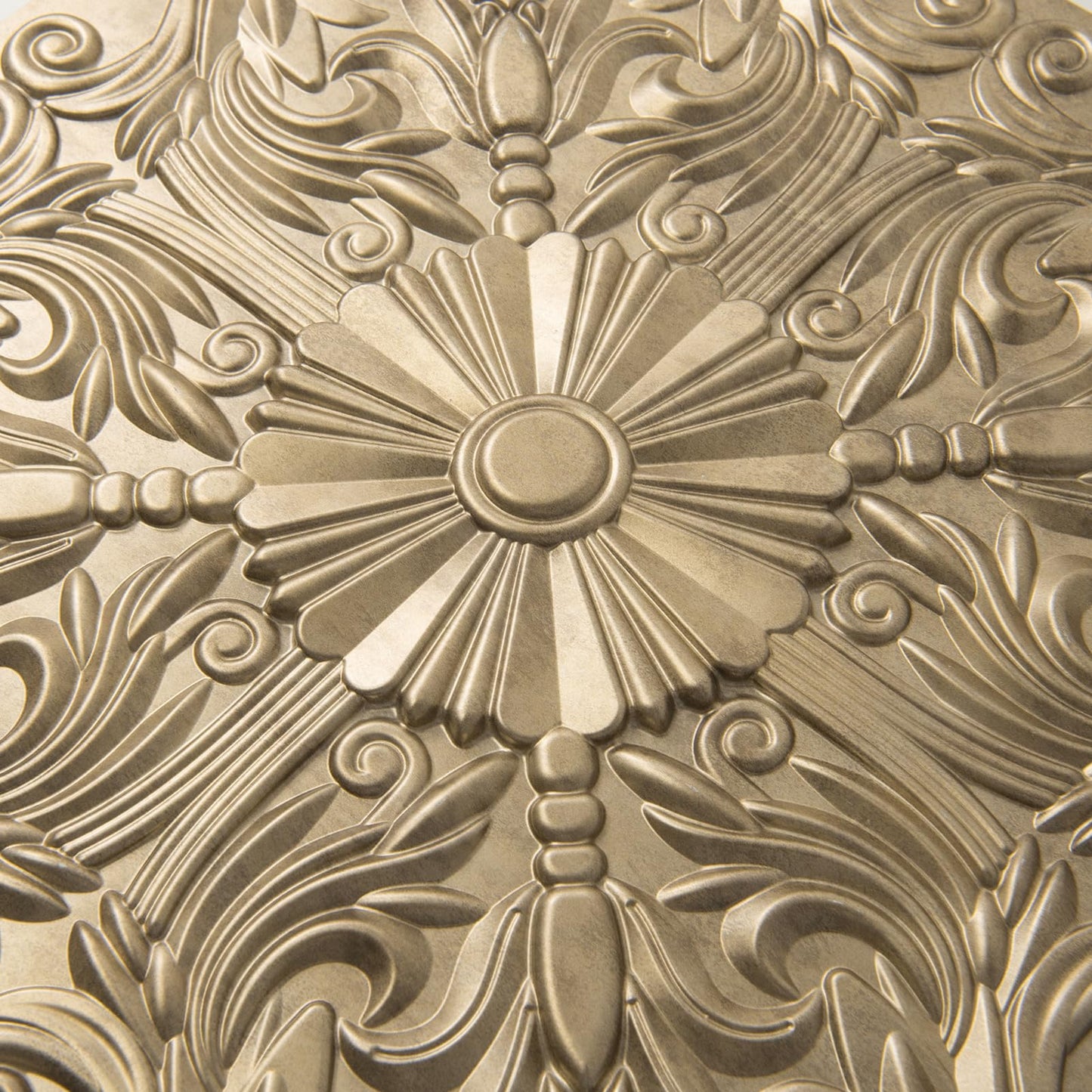 Art3d Decorative Ceiling Tile 2x2 Glue up, Lay in Ceiling Tile 24x24 Pack of 12pcs Spanish Floral in Antique Gold