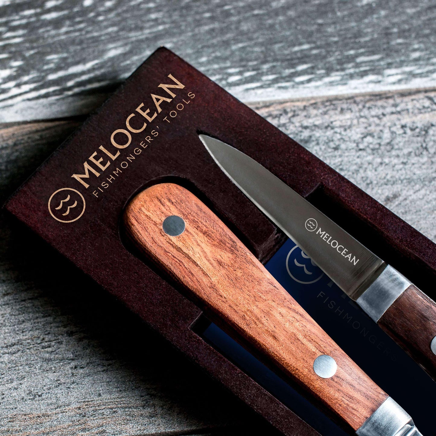 Melocean Oyster Shucking Knife Set of 2 - Professional Oyster Knife Shucker Clam Opener Kit in Lovely Box - Bonus Ebook and Brochure Included