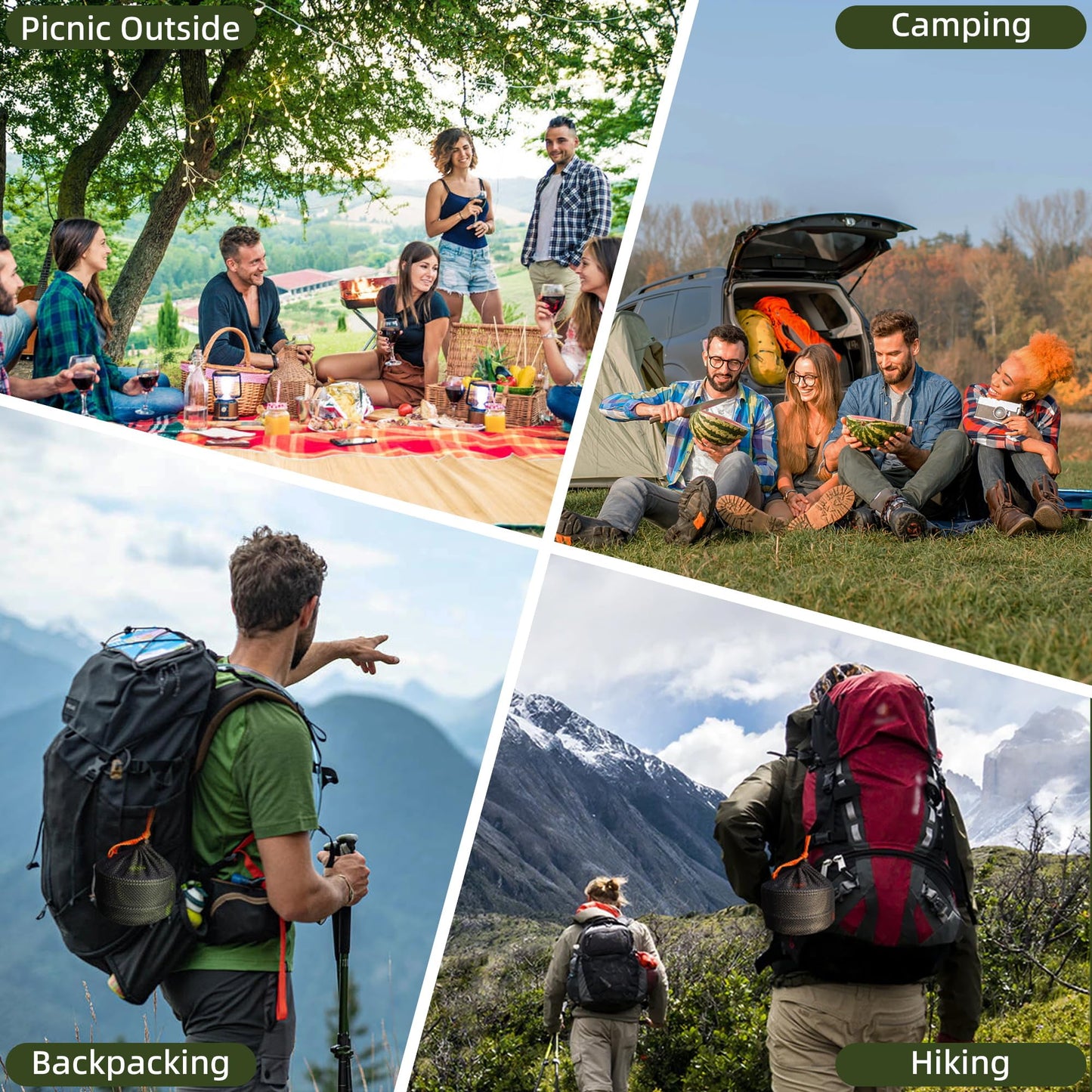 aiGear 3pcs Camping Cooking Set for 1-2 People, Lightweight Foldable Pot Pan Kettle with Storage Bag, Backpacking Cooking Set for Hiking Picnic Camping (Black)