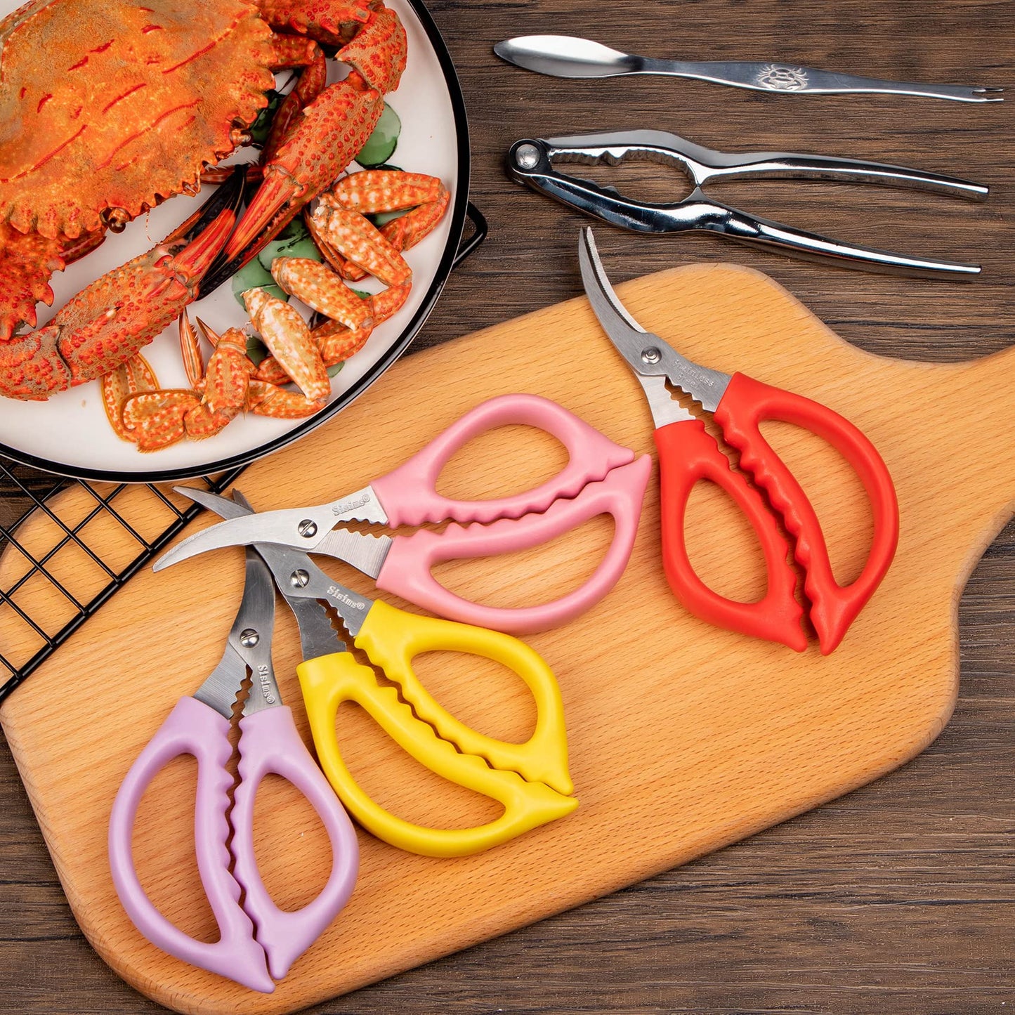 Crab Crackers and Seafood Forks Set - 12 Piece Stainless Steel Crab Leg Crackers with Picks for Lobster and Shellfish