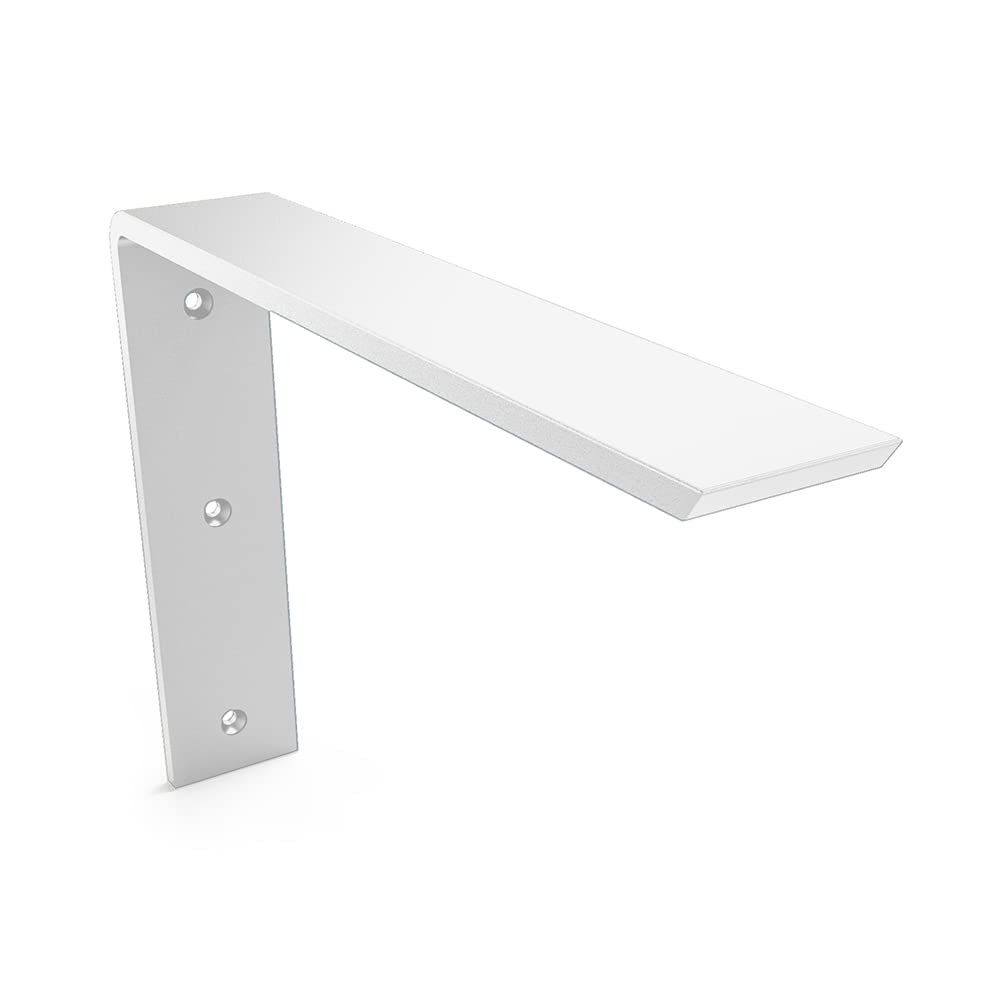 Iron Supports Front Mount L Bracket - Heavy Duty Steel Countertop Bracket for Granite Countertops - Support Bracket for Counters, Benches, Shelves & More (White - 16" Deep x 12" High)