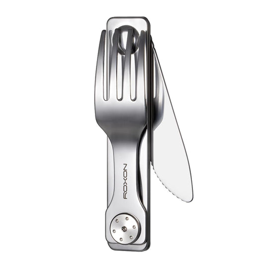 Roxon C3 Camping Utensil Folding Cutlery 2 in 1 Detachable EDC Tool with Fork & Knife for Outdoor, Camping, Hiking, Easy to Carry Tableware