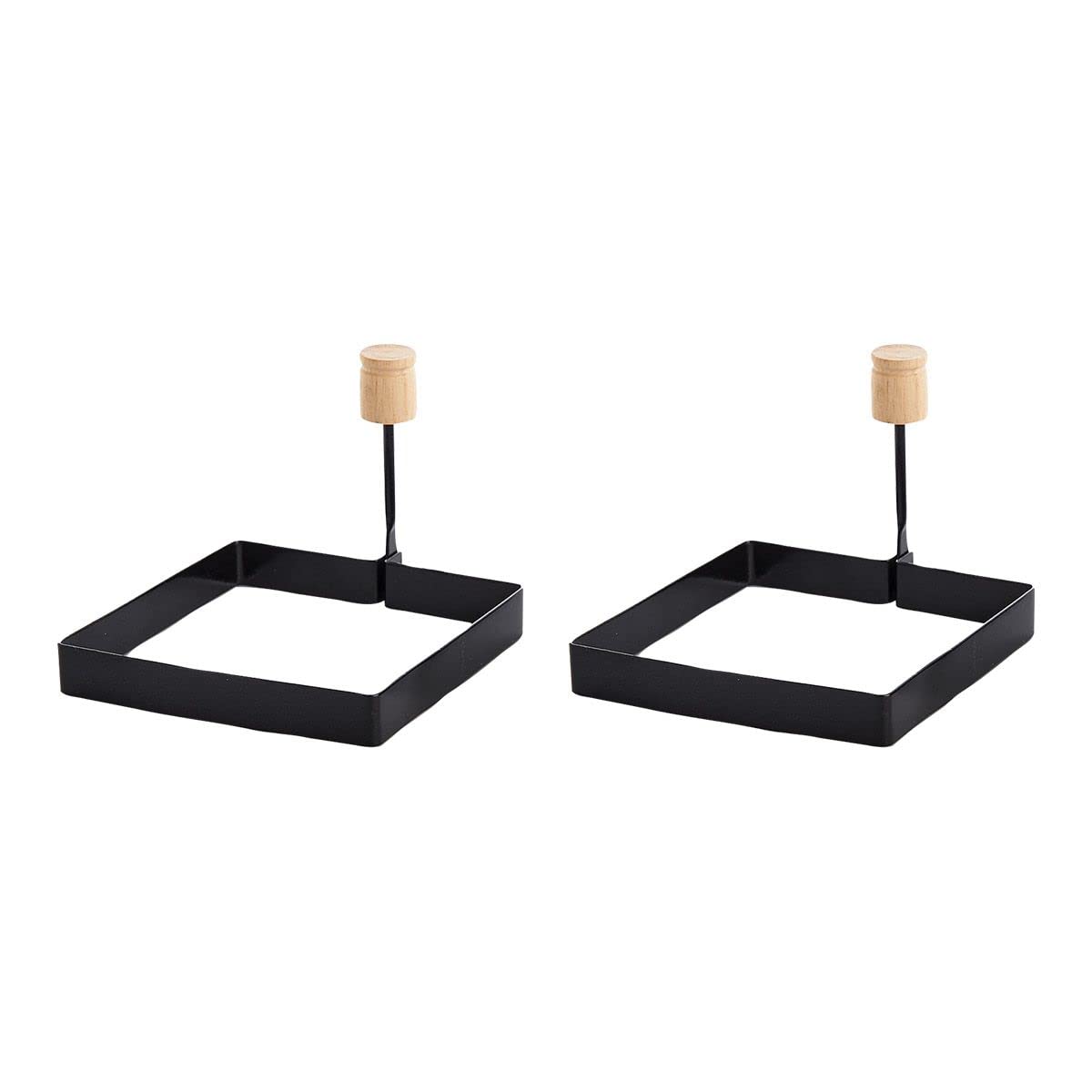 HIC Kitchen Non-Stick Fried and Poached Egg and Pancake Cooking Rings, Square Shaped, PFOA and BPA Free, Set of 2