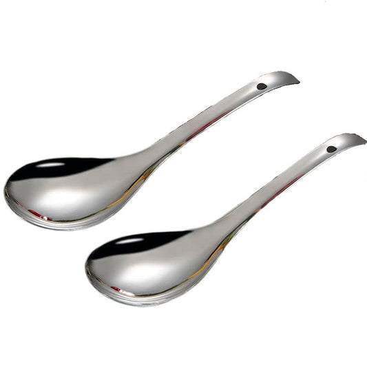 2Pcs Stainless Steel Rice Spoon Soup Spoon Serving Spoons, Non- Stick Rice Spatula Rice Paddle Serving Spoon for Home Kitchen Restaurant