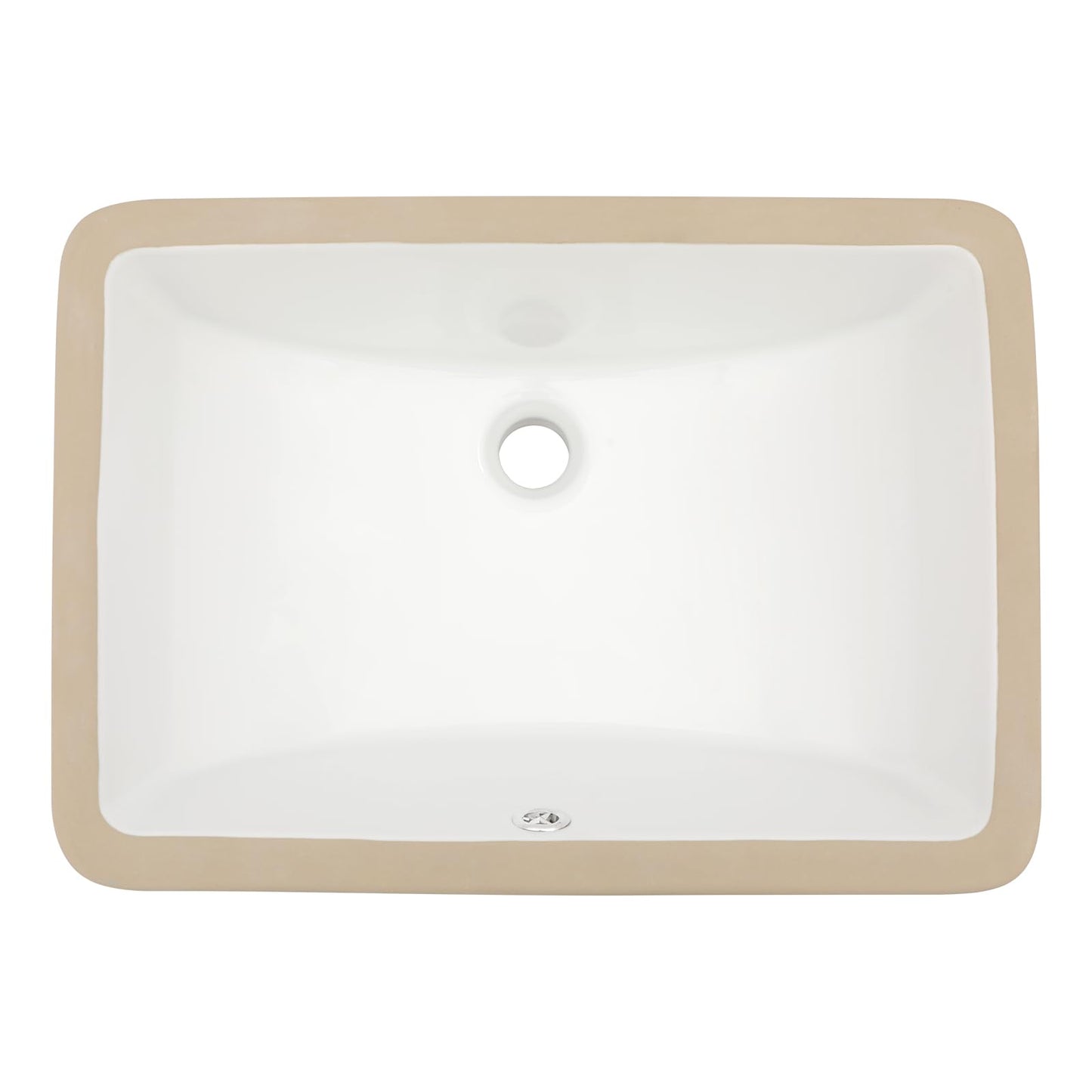Dcolora Undermount Bathroom Sink Rectangle 18"x14" White Porcelain Ceramic Rectangular Vessel Sink Under Counter Lavatory Vanity Bath Sink Bowl Basin With Overflow