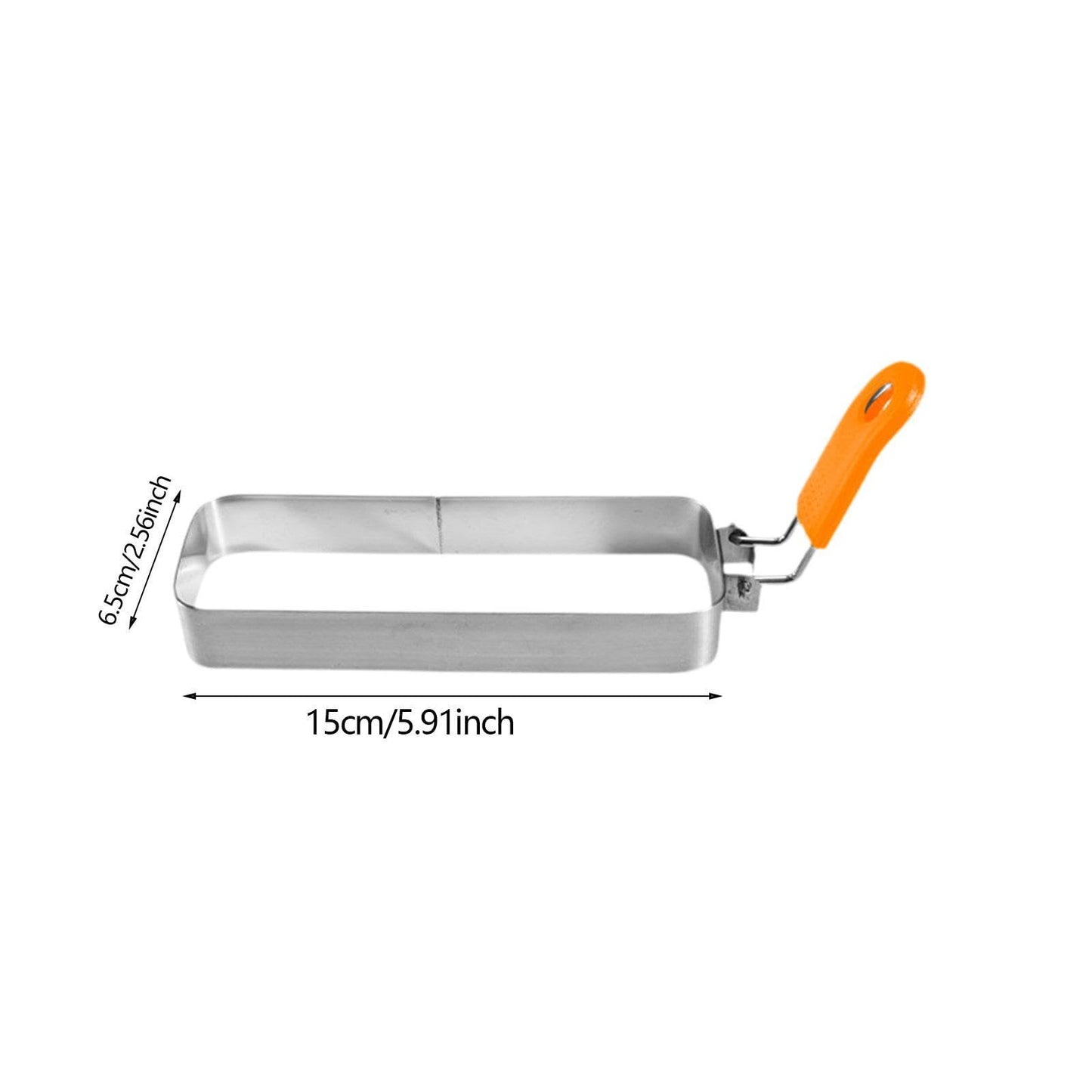 IEUDNS Egg Stainless Steel with Handle Muffin Omelette for Griddle Pan Crumpet s Rectangle Griddle Cooking Shape, Orange Handle