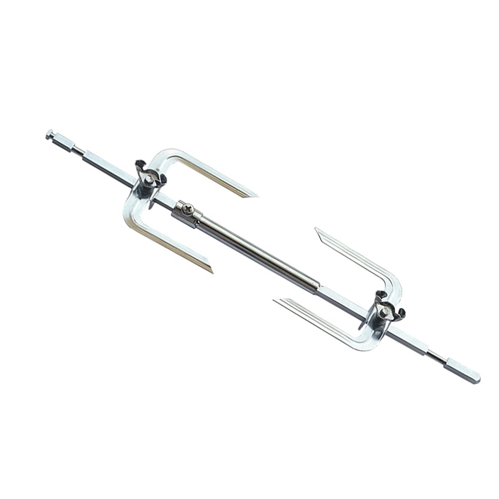 Abaodam Adjustable Rotisserie Fork 1/4 inch Rotisserie Spit Rod for Air Fryer, Stainless Steel Replacement Meat Fork, 15” Telescopic for Oven Air Fryer Accessory