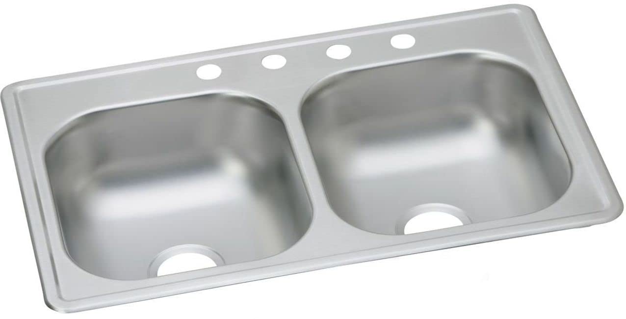 Elkay DSE233194 Dayton Equal Double Bowl Drop-in Stainless Steel Sink,33 x 19