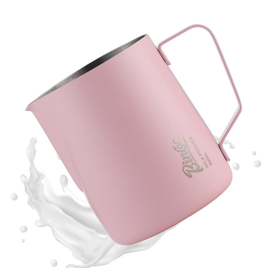 Pink Milk frother - 600ml Milk Frothing Pitcher, Milk Frother Cup Espresso Steaming Pitcher for Barista, Bincoo SUS304 Stainless Steel Espresso Steaming Pitchers for Latte Art/Cappuccino/Coffee/Milk