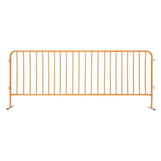 Heavy Duty Interlinked Steel Safety Barricade – Removable Flat Feet, Portable, Weather Resistant, Durable Metal Crowd Control Barrier for Outdoor Events, Construction, Parking, Facility, 8.5FT