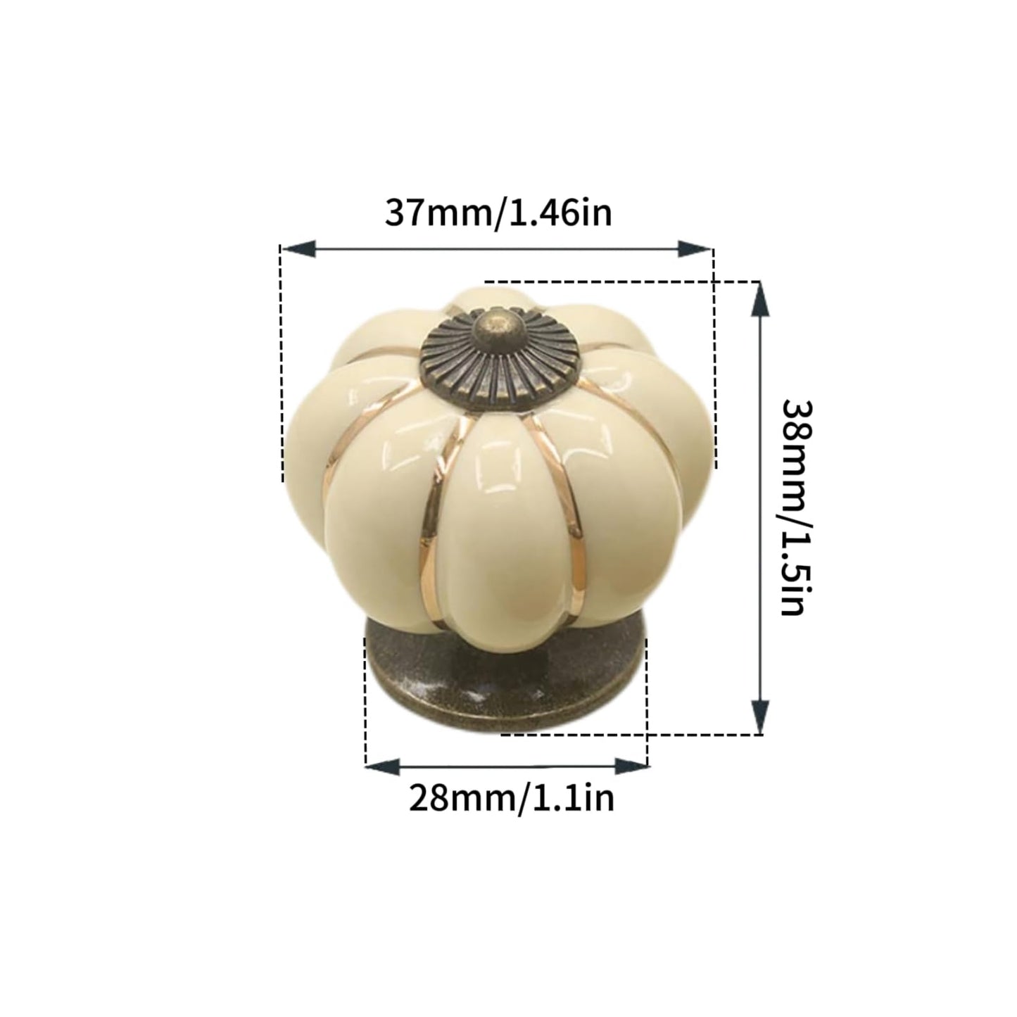 Eledabra Vintage Ceramic Pumpkin Cabinet Knobs, Kitchen Cabinet Drawers Dresser Cupboard Pull Handles Door Pulls with 3 Kinds of Screws 4 Pack