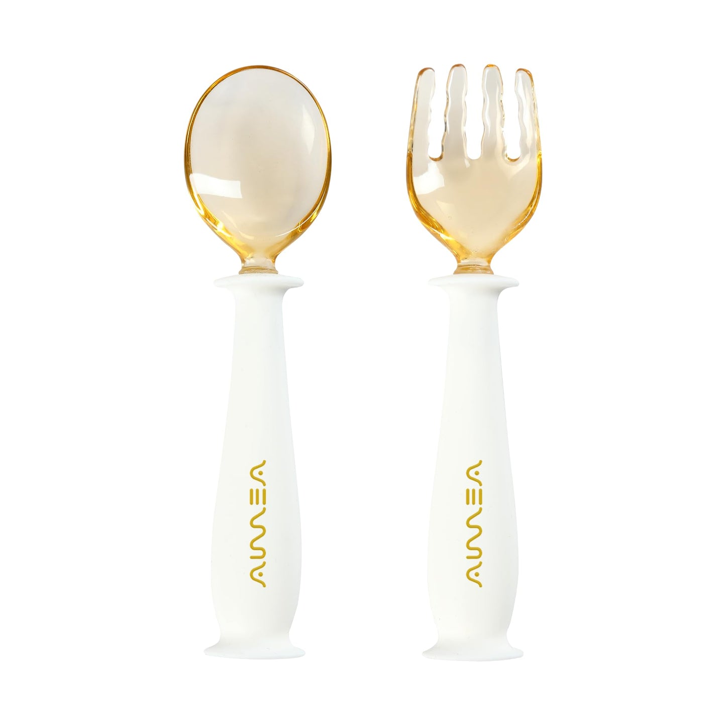 PPSU Toddler Fork and Spoon Set with Travel Case – Baby Utensils for Self-Feeding, Soft Silicone Grip Bendable Handles, Stain Resistant Easy Clean BLW Essentials for 6 months - 3 Years Old