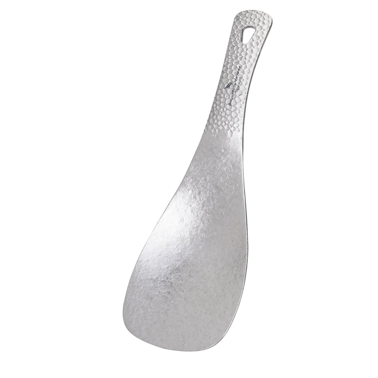 iBasingo Titanium Rice Paddle 3mm Thick Hammered Handle, Ultra-Light 72g Camping & Household Serving Spoon Durable Tableware, Dishwasher Safe Ti1079T (Crystalline Silver)