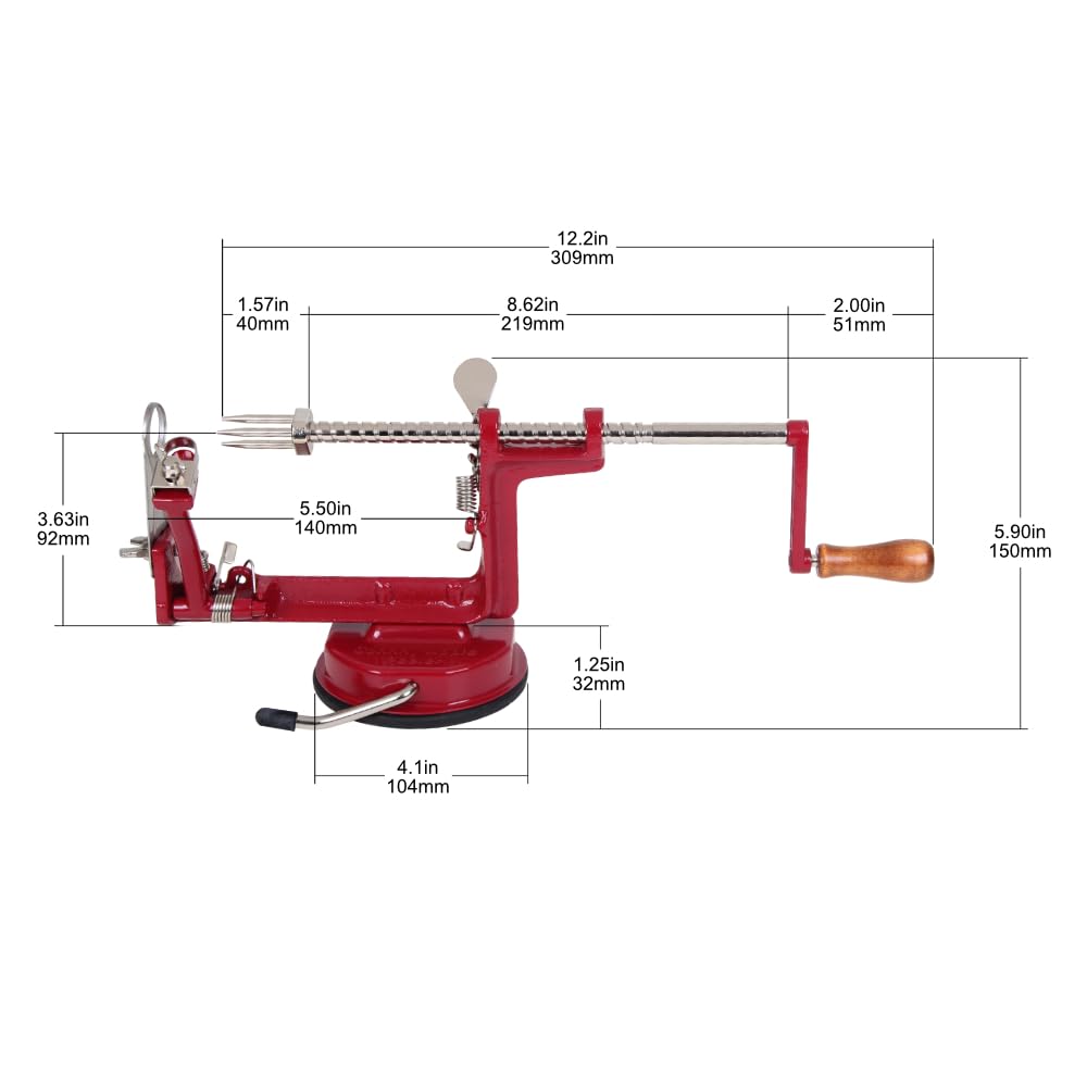 Johnny Apple Peeler, Corer, Slicer, Pie Maker, Stainless Steel Blades, Red VKP1010
