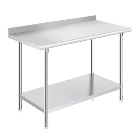OSTBA Stainless Steel Table for Prep & Work 24x48 Inches with Backsplash, NSF Metal Commercial Heavy Duty Table with Adjustable Undershelf and Foot for Restaurant Kitchen Home and Hotel