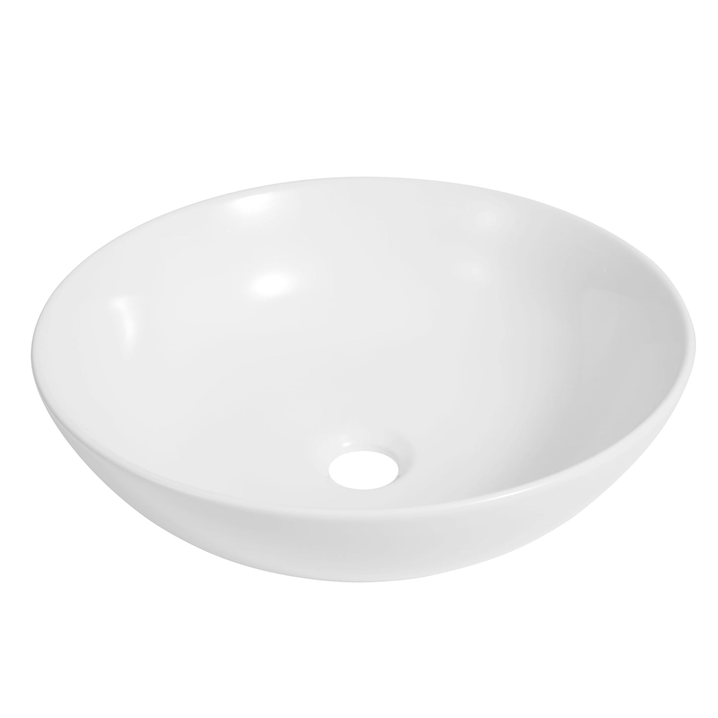 JONATHAN Y SNK1008A Modern Round Ceramic Vessel Sink, 15.5" White Bathroom Sink Above Counter, Contemporary Porcelain Vanity Sink Bowl, Art Deco Vanity Top Basin for Lavatory and Powder Room
