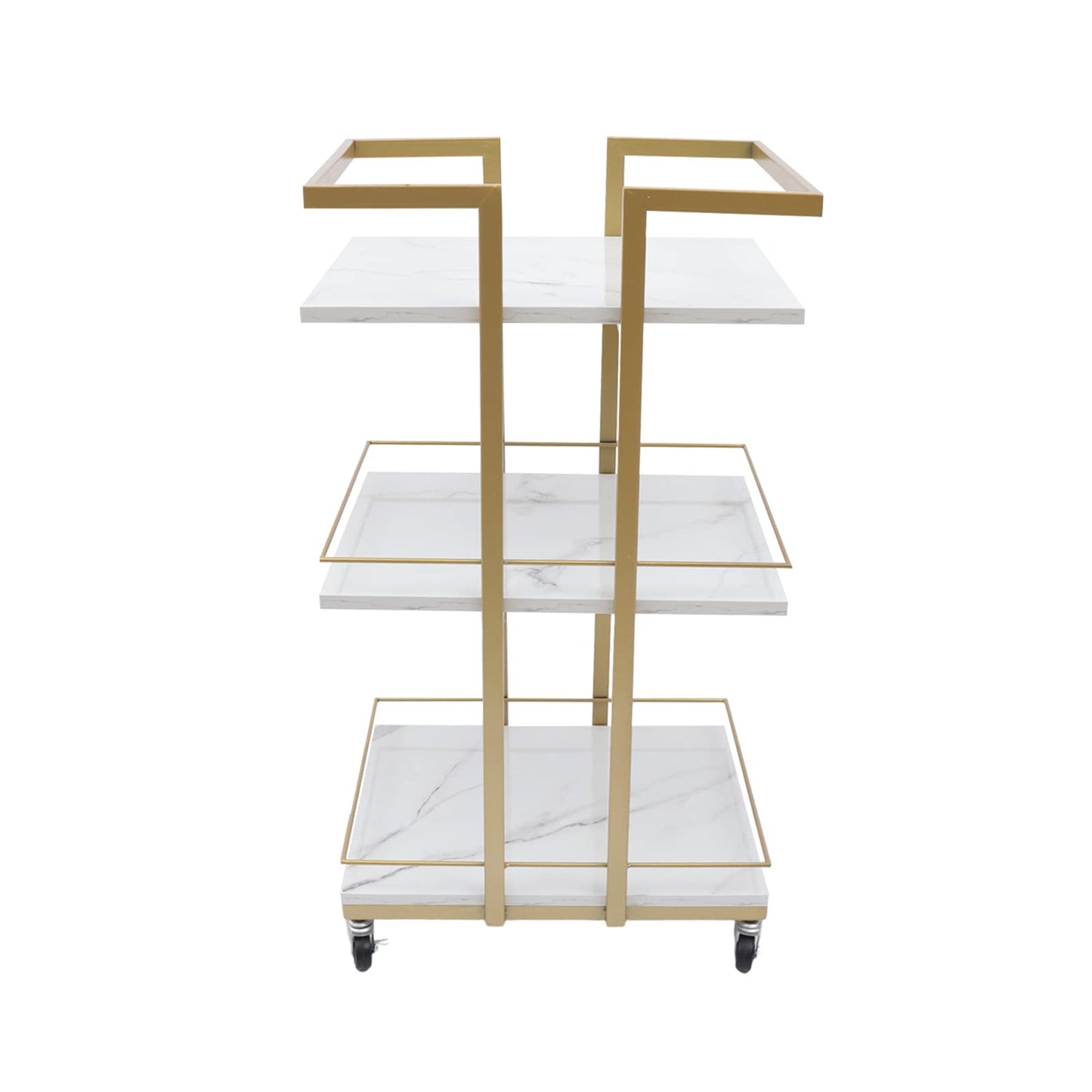 TFCFL 3-Tier Rolling Bar Cart, Utility Manicure Trolley Metal Storage Rolling Barber Cart with Wheels Multi-Purpose Rack Heavy-Duty Trolley,Serving Cart for Kitchen Bar Club Restaurant