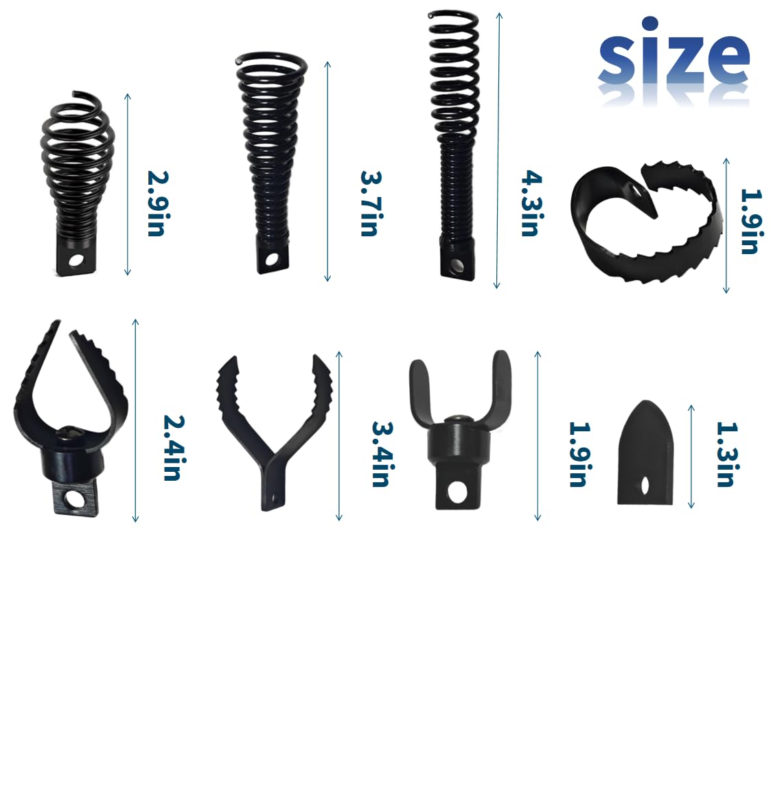 9 PCS Drain Snake Drill Attachment,Drain Cleaner Combination Cutter Head,Root Cutter For Drain Cleaning,Used in 50ft-100ft Ac Drain Cleaning Machine,for 5/16” To 3/4” Drain Snake Cables