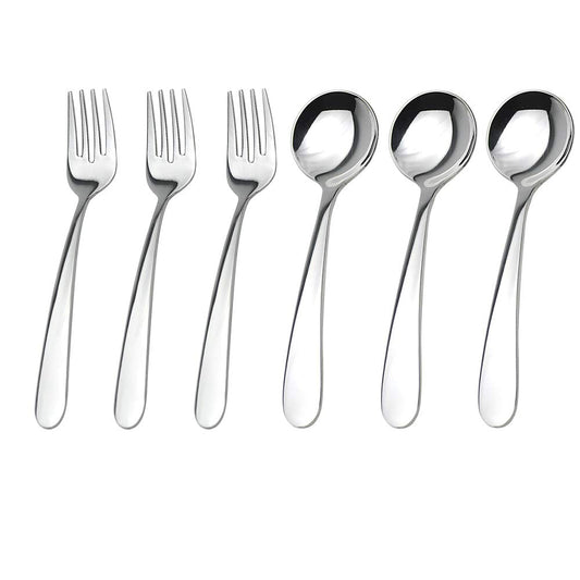 WEKTUNAA Stainless Steel kids Silverware Set-6 pieces-Kids Forks and Spoons-Mirror Polished-Toddler silverwares Back to school lunch supplies