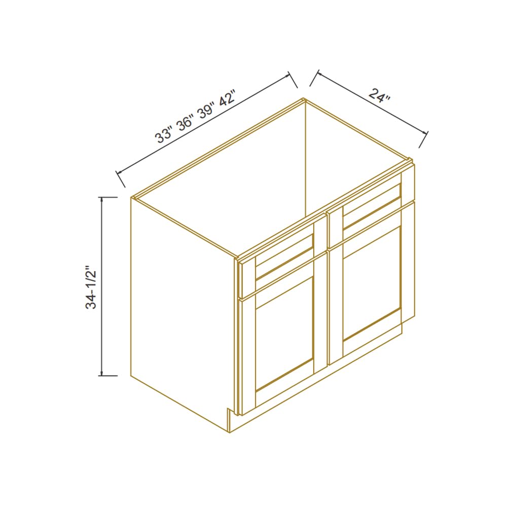 HCIOAN Solid Wood Frame Shaker Style RTA Sink Base Cabinet - 2 Doors, 1 False Drawer for Kitchen, Bathroom Vanity, Office, Washroom (SK-Origami White, 42" W x 24" D x 34.5" H)