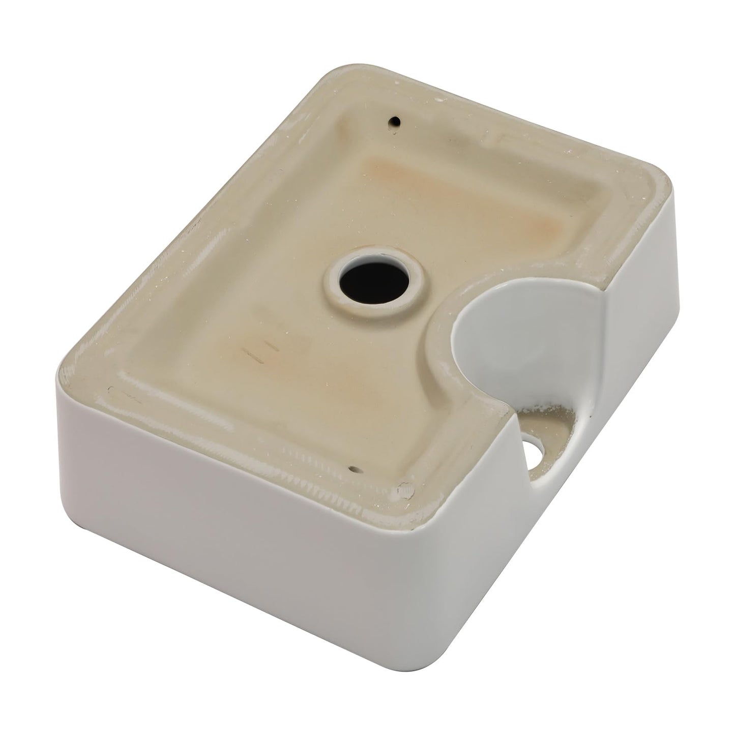 Lofeyo Bathroom Vessel Sink 19''x15'' with Black Faucet and Drain Combo, Rectangular White Ceramic Above Counter Vanity Sink for Modern Bathroom
