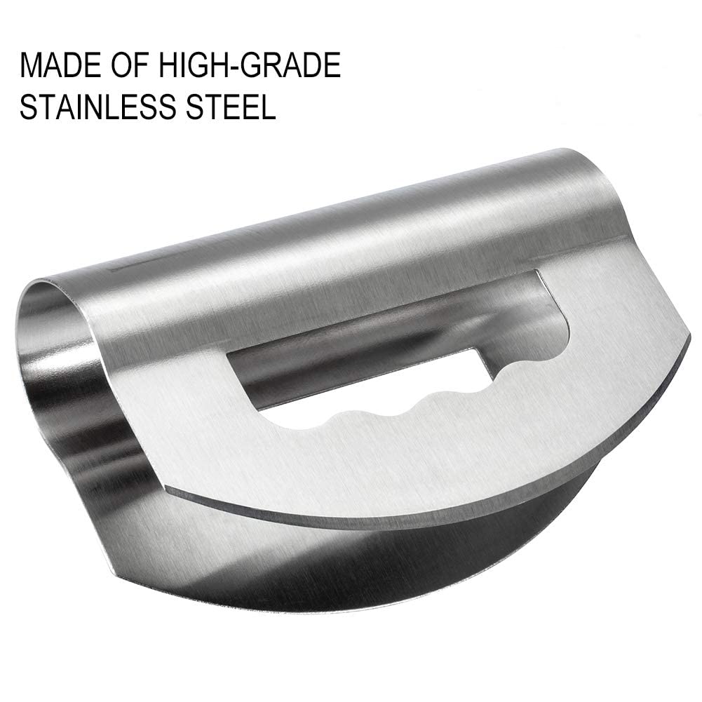Salad Knife Chopper with Protective Cover - Stainless Steel Salad Cutter, Double Blade Chopping Knife, Mezzaluna Salad Chopper for Salad and Vegetable Mincing