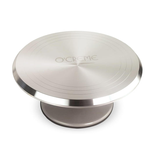 O’Creme Cake Turntable Stand, 12 inch – Heavy-Duty Aluminum Alloy Rotating Turn Table Display Lazy Susan for Decorating Cakes & Cupcakes with Non-Slip Base- Ideal for Weddings, Birthdays