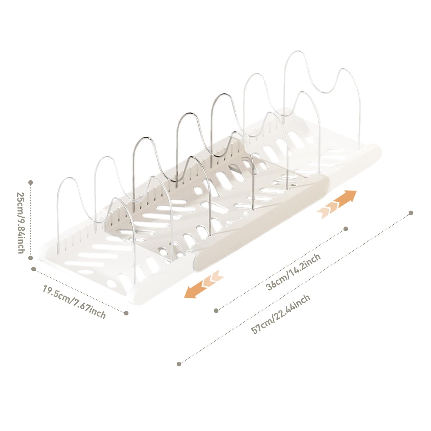Lhieiayh Pot Rack -Expandable Pan Organizer for Cabinet,Pot Lid Holder with 10 Adjustable Compartment for Kitchen Cabinet Cookware Baking Frying Rack,Apricot