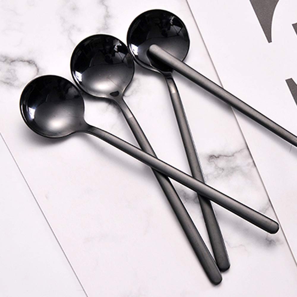 Pack of 8, Black Stainless Steel Espresso Spoons, findTop Mini Teaspoons Set for Coffee Sugar Dessert Cake Ice Cream Soup Antipasto Cappuccino, 5.3 Inch