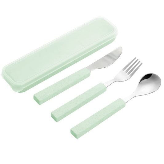 VANRA 3-Piece Children Utensils Set 18/10 Stainless Steel Child Flatware Set Silverware Knife Spoon Fork Set with Travel Case for Kids Lunch Box