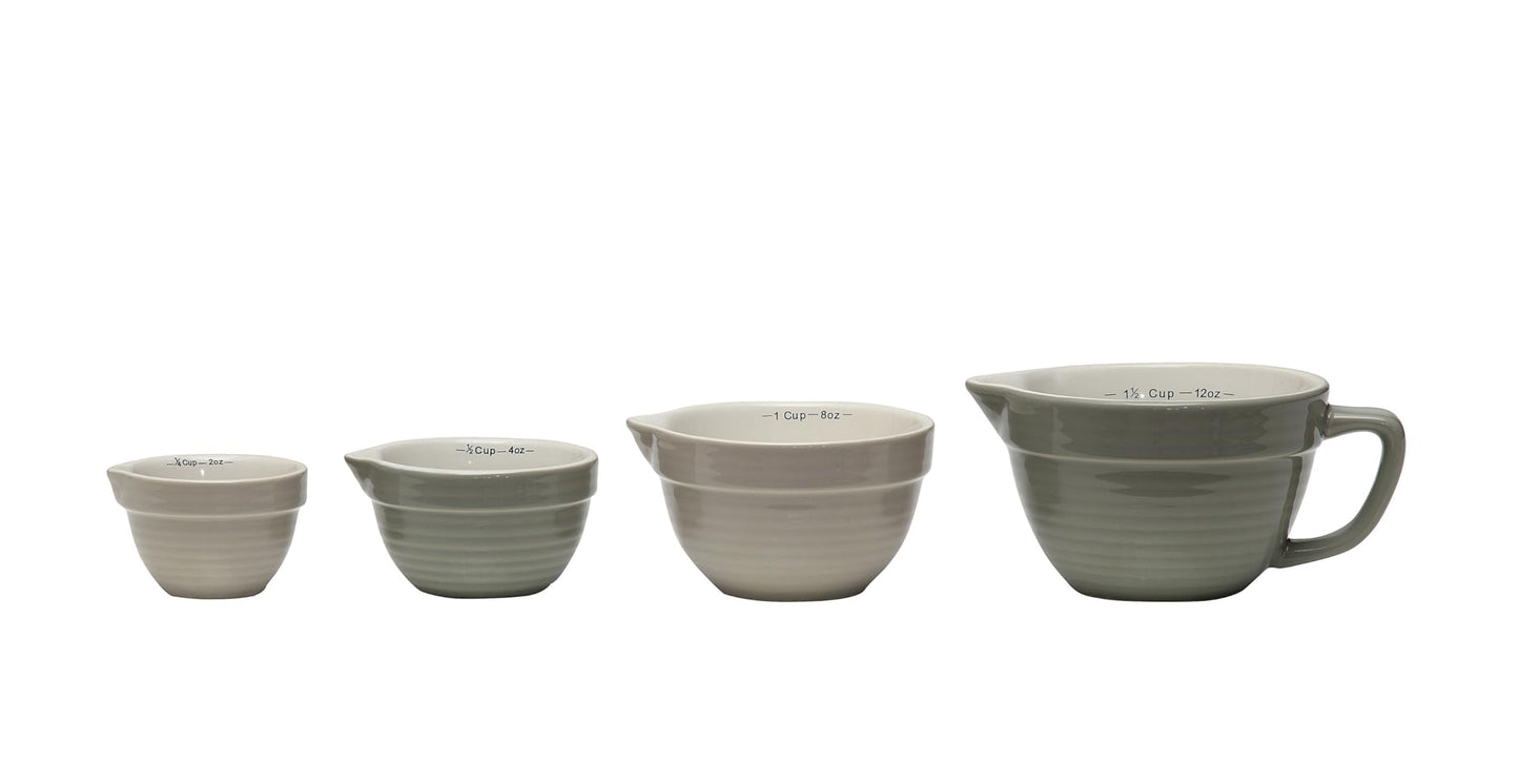 Creative Co-Op Batter Bowl Shaped Measuring Cups in Greys (Set of 4 Sizes)
