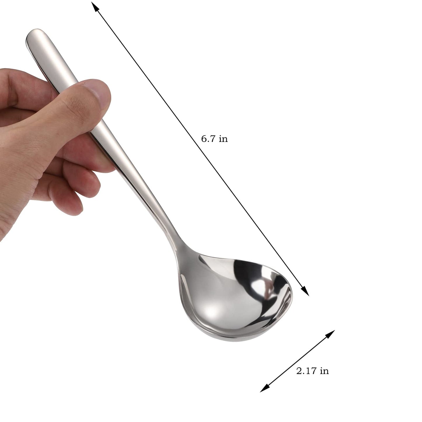 Soup Spoons Stainless Steel Ramen Spoon Set of 4 Heavy Duty Big Spoon Mirror Polished Asian Soup Spoons (Short Handle)