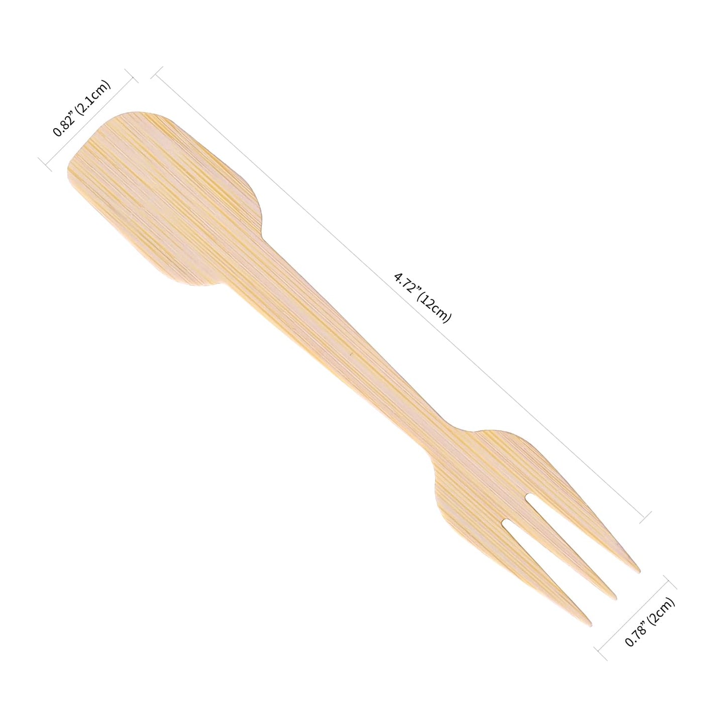 200 Bamboo Fork and Spoon 2 in 1, 4.72" Disposable Forks Spoons Combo Composatable Utensils for Charcuterie, Desserts, Appetizers, Snacks, Ice Cream, Small/Mini/Little Cutlery for Parties/Wedding