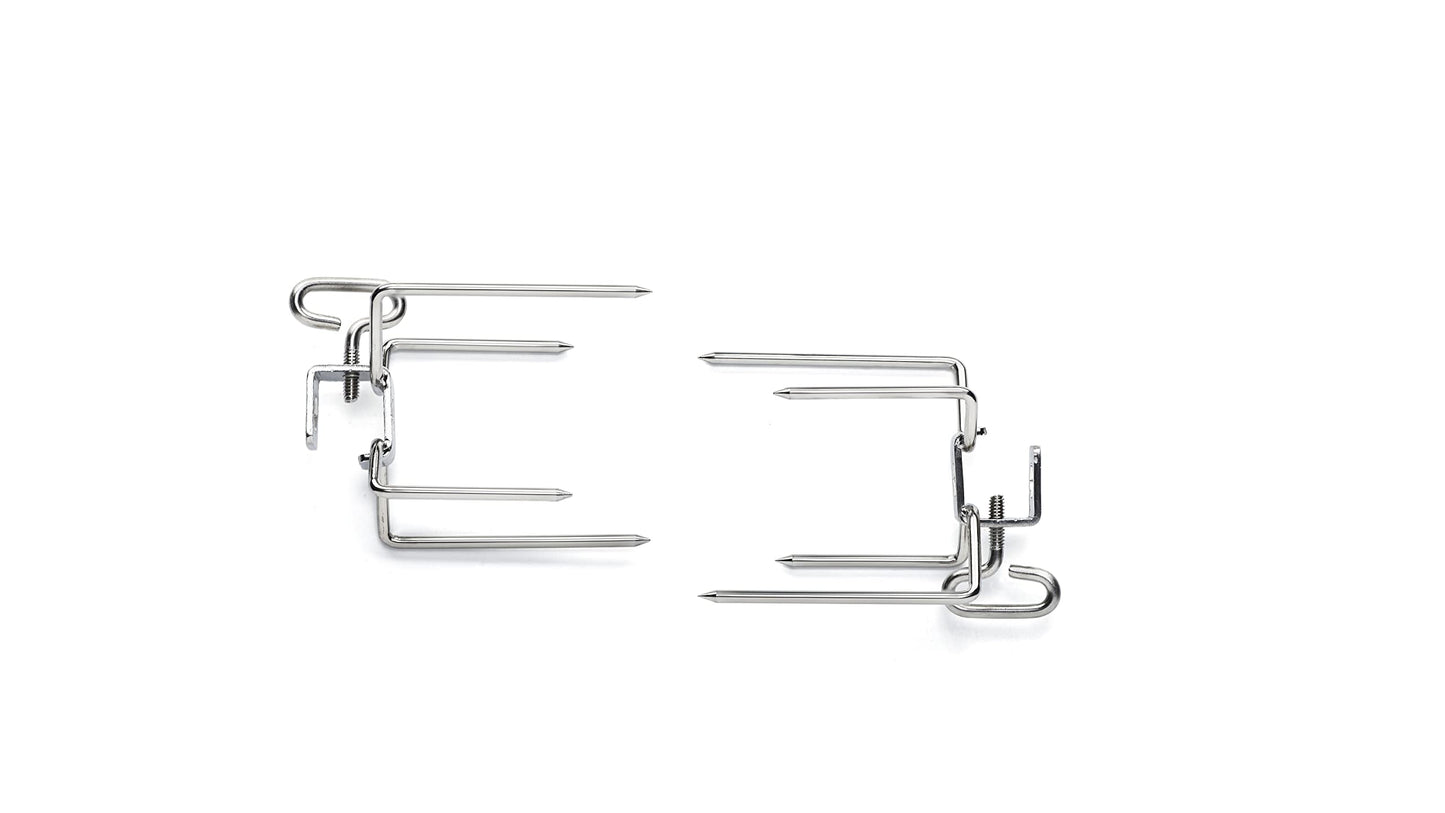 Napoleon Rotisserie Fork Set - Commercial Grade, Square and Hex Split Rods, Four Prongs, Set of 2, Dishwasher Safe