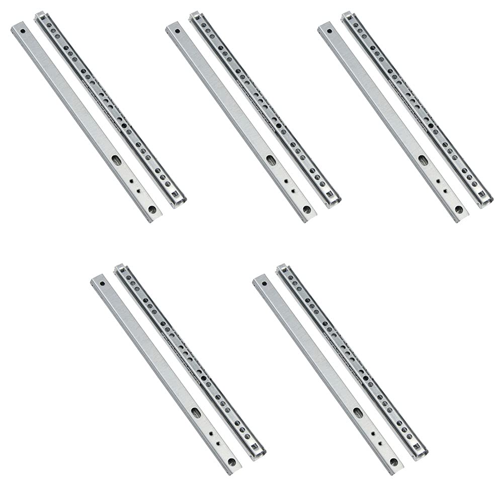 ETOPARS 5 Pairs 11" Heavy Duty 17mm Drawer Runners Slide Slides Ball Bearing Grooved Steel Extension Sizes Kitchen Cabinet Desk Capacity Side Mount