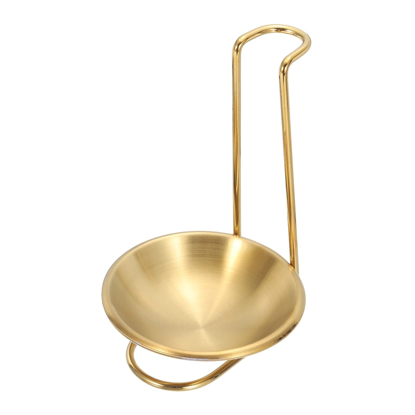 uxcell Spoon Rest Holder, 4.3x4.3x7 Inch Stainless Steel Upright Ladle Rack Set with Round Stainless Steel Bowl, Portable Upright Spoons Rest for Home Kitchen Restaurant Counter, Gold