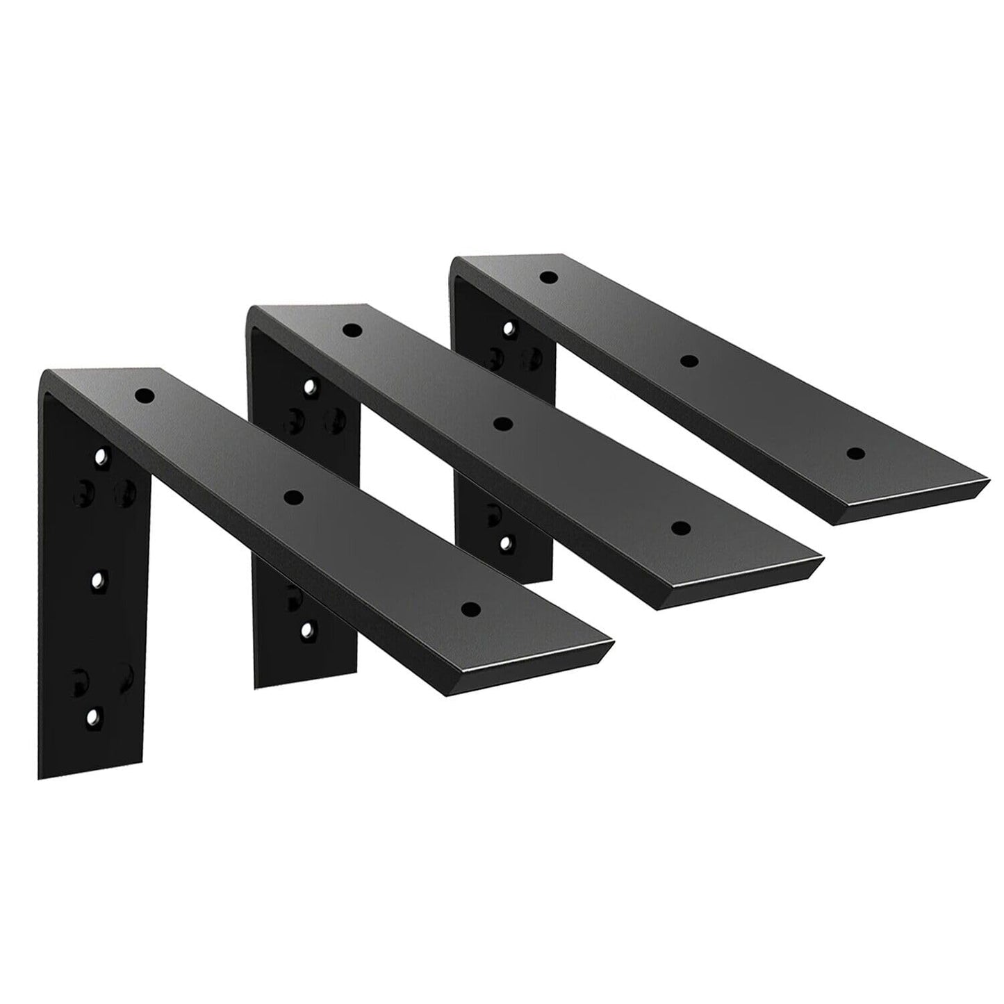 WINKER Countertop Support Bracket 3 Pack Heavy Duty 3/8" Thick Hidden L Shelf Bracket 14" x 6" x 2.5" Metal Corbels for Quartz/Granite/Wood/Concrete/Laminate Countertops, Black