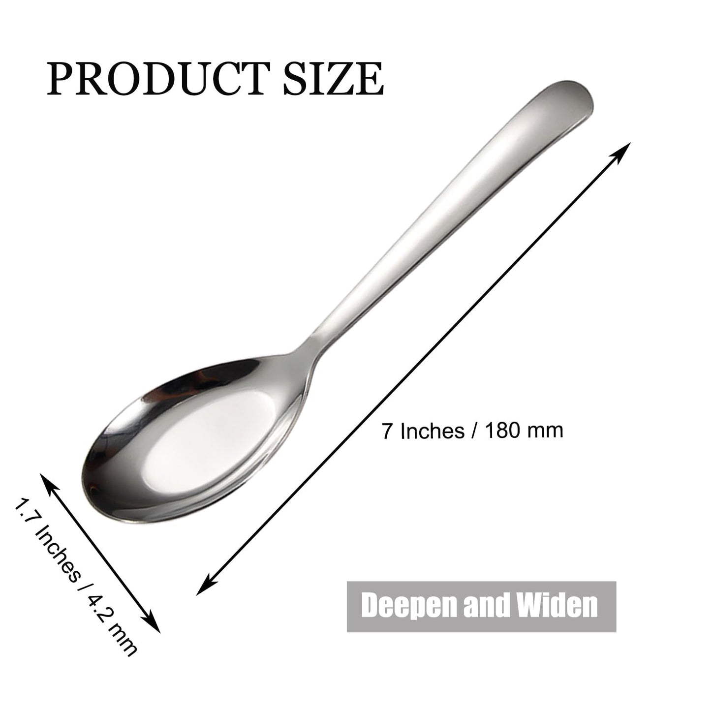 MIUPOO Thickened Stainless Steel Soup Spoons, Asian Chinese Japanese Flat Soup Spoons Large for for Ramen Noodles Bowl Table Serving, Silver, 1.7×7Inches, 4 Pieces