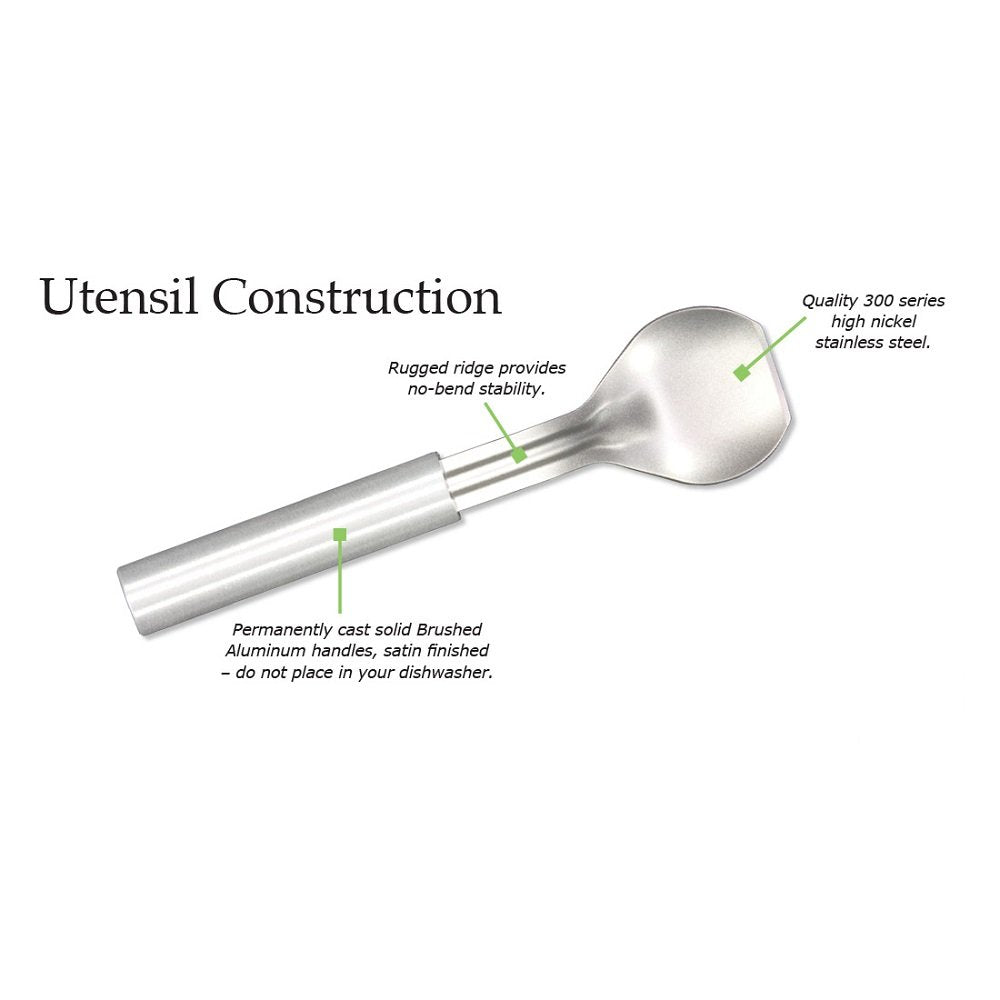 Rada Cutlery Ice Cream Scoop (R137), 2.38" x 2.38" Stainless Steel Bowl, Silver Handle